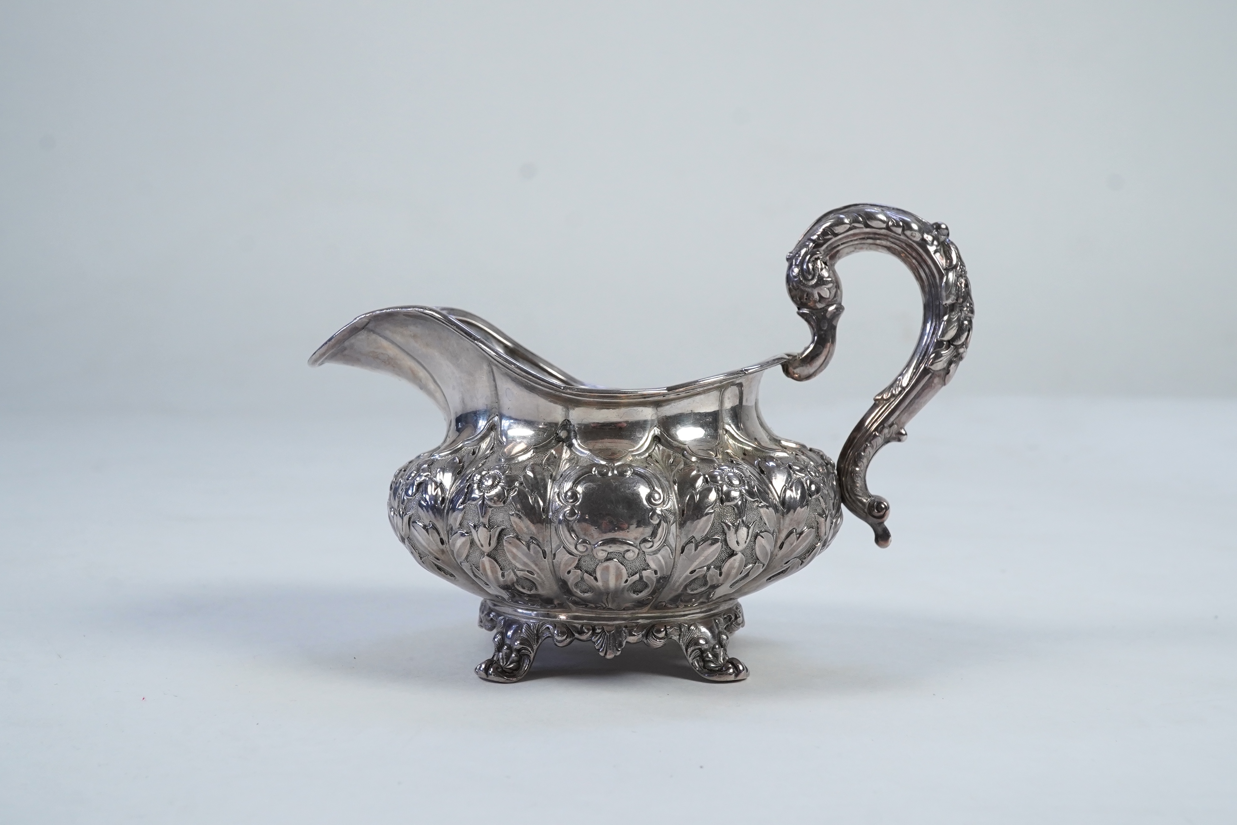 A William IV Irish silver cream jug, by James Le Bas